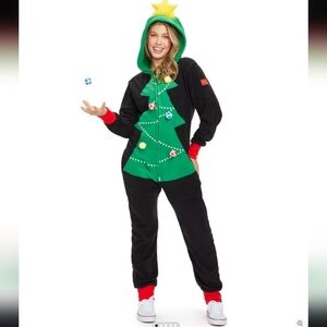 NWT! Tipsy Elves, Christmas Tree Toss Game Jumpsuit, UNISEX,Size M, MSRP  $89.95